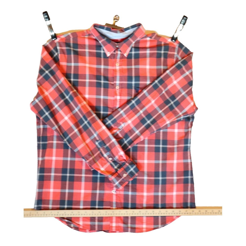 American Eagle Mens XL Classic Fit Long Sleeve Plaid Button Down Shirt Red